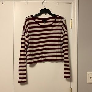 Maroon and White Striped Shirt